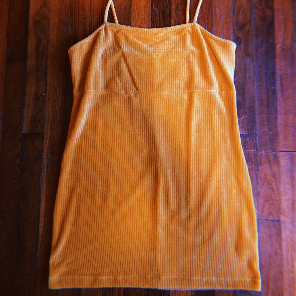 Mustard yellow velvet mini dress/bodycon dress